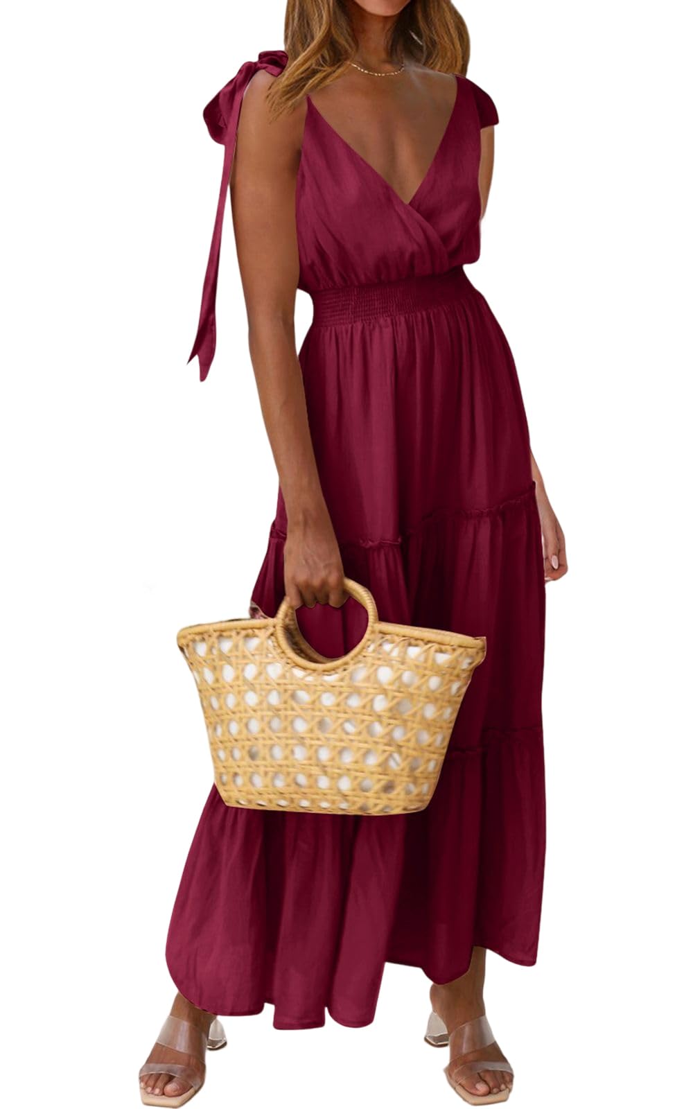 PRETTYGARDEN Women's Tie Straps Summer Maxi Dress 2025 Modern (Pack of 1)