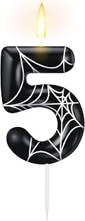 MTLEE Halloween Birthday Candles Spider Number Candle Cake Topper, 5