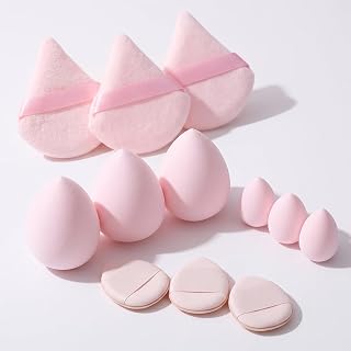 12 Pieces Makeup Sponge Triangle Velvet Face Finger Sponge Makeup Sponge Makeup Sponge Makeup Accessories (Pink)