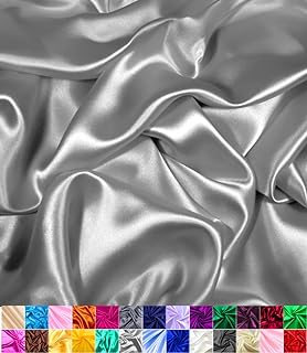 Satin Fabric | Decoration & Sewing | Shiny & Luxury | 60" Wide Roll | Metallic Shiny | Upholstery, Lining, Drapery, DIY Crafts (Silver, 2 Yards)