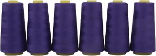 AMOHilos Polyester Sewing Thread All Purpose Knotless 40S/2 (Tex27) 6 Cones of 2750 Yards Each Spool Thread Total 16500 Yards for Serger Sewing Machine Quilting Piecing Hand Stitching (Purple)