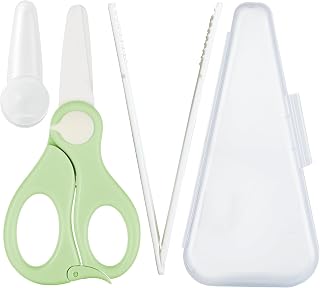 Baby Food Scissors with Travel Case and Tongs, Kids Scissors with Lock (A) | Fully Detachable Ceramic Blade Kids Food Scissors, Kitchen scissors for food, Ideal for Pizza, Meats, Noodles, Vegetables.
