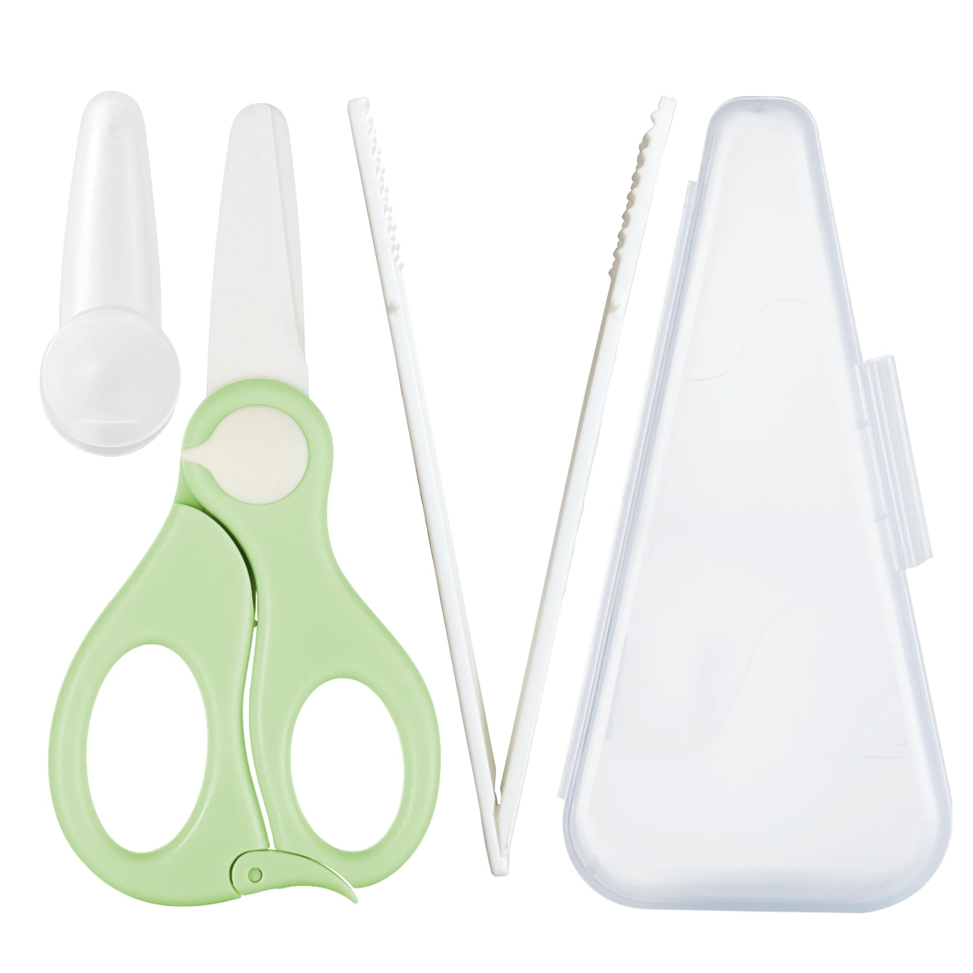 Baby Food Scissors with Travel Case and Tongs, Kids Scissors with Lock (A) | Ful