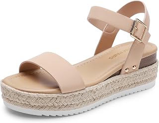 DREAM PAIRS Women Espadrilles Wedge Espadrilles Comfortable Open Toe One Band Summer Dress Casual