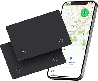 Reyke Slim Wallet Tracker Card, Works with Apple Find My, Wireless Charging | Bluetooth Tracking Card for Luggage, Bags, and Passports, IP68 Waterproof, iOS Only, Black, 2 Pack