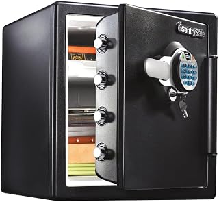 SENTRY (Sentry) Safe, Home Use, UL Standard, 1 Hour Fireproof, Water Resistant, 33.6L, A4, Fingerprint Recognition/Ten-Key+Key, Double Lock, Tray, Black, JFW123BTL