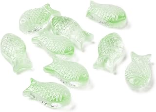 50pcs Clear Spray Painted Glass Spacer Beads Fish Shape Ocean Crystal Spacer Beads for DIY Bracelet Earring Necklace Jewelry Making 15x8x5mm Light Green