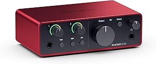 Focusrite Scarlett Solo 4th Generation USB-C Audio Interface | 1 XLR Mic Preamp, 1 Hi-Z Instrument Input, 24-bit/192kHz, 120dB Dynamic Range, Air Mode, PC/Mac/iPad Compatible