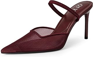 QIY Womens Mesh Closed Toe High Heels Stiletto Heel Mules Sandals Elegant Shoes