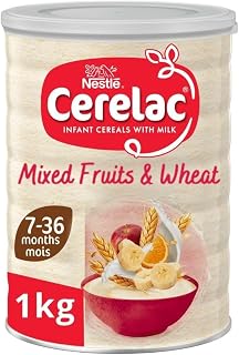 Cerelac Mixed Fruits & Wheat Baby Cereal with Milk 7+ Months 1kg | Smooth mixed fruits baby porridge enriched with iron, calcium, zinc and vitamins A, C & D. Easy breakfast, just add water