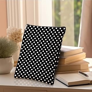 Books Cover for Paperback Books with Zipper Front Decorative Accessories Black and White Polka Dots Gifts for Wife Friend Birthday Graduation