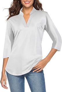 CEASIKERY Women's V-Neck Tunic Blouse Casual Shirt
