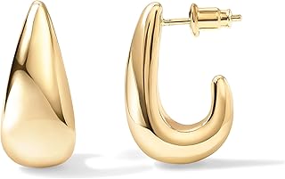 PAVOI 14K Gold Plated Statement Huggie Earrings for Women, Dome Hoops