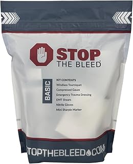 Rescue Essentials Stop THE Bleed Basic Kit – Compact Trauma First Aid Kit with Tourniquet, Gauze & Compression Bandage – Red Emergency Bleeding Control Kit for Home, Car & Workplace (1 Kit)