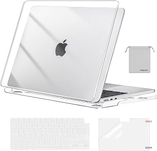 MOSISO Compatible with MacBook Air 13 inch Case M5 2026 M4 M3 M2 2025-2022 | A3449 A3240 A3113 A2681, Hard Shell&Keyboard Cover&Screen Film&Pouch for MacBook Air 13.6 inch Case, Crystal Clear