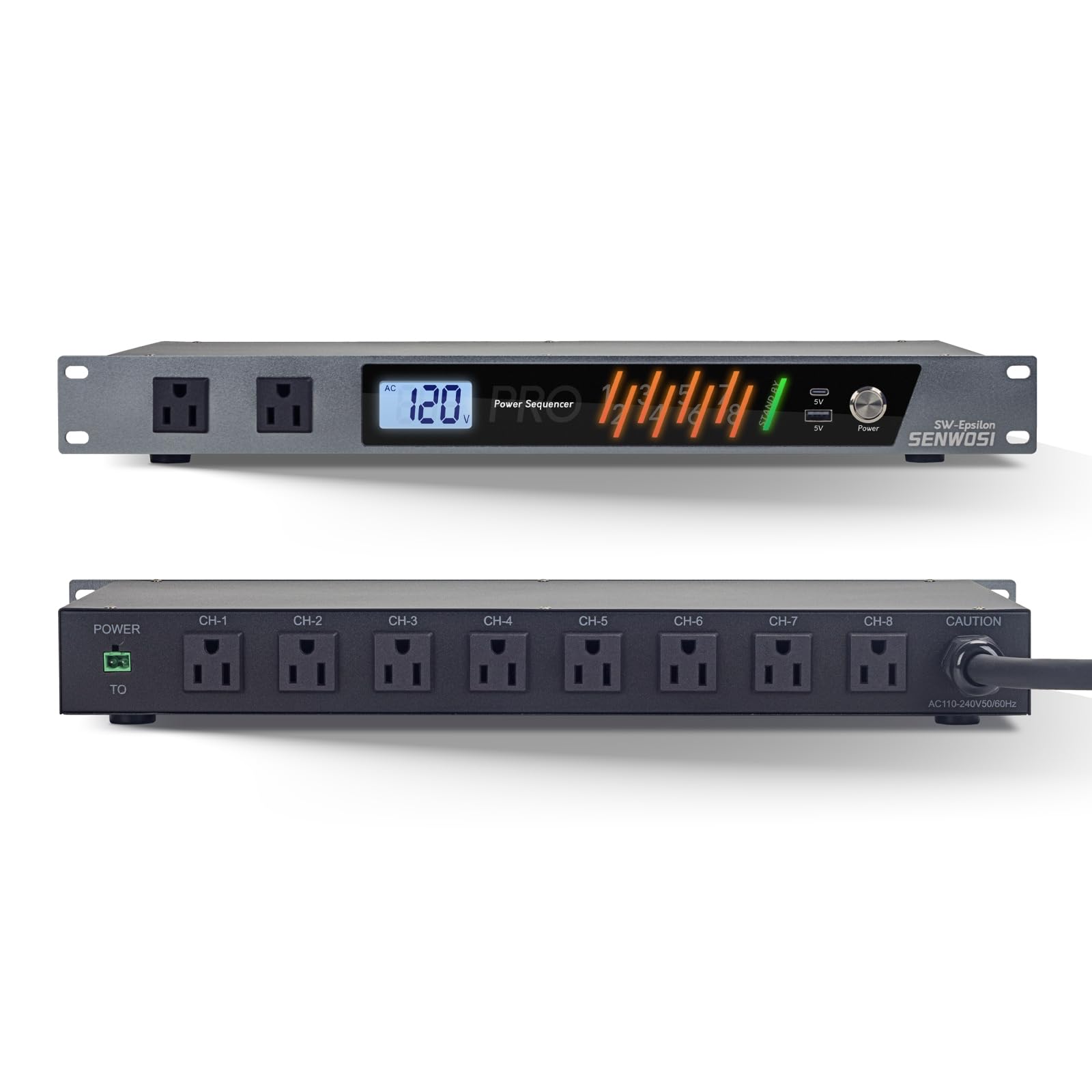 SENWOSI SW-Epsilon 10 Socket Power Conditioner/Surge Sequencer USB Type-C/Type-A