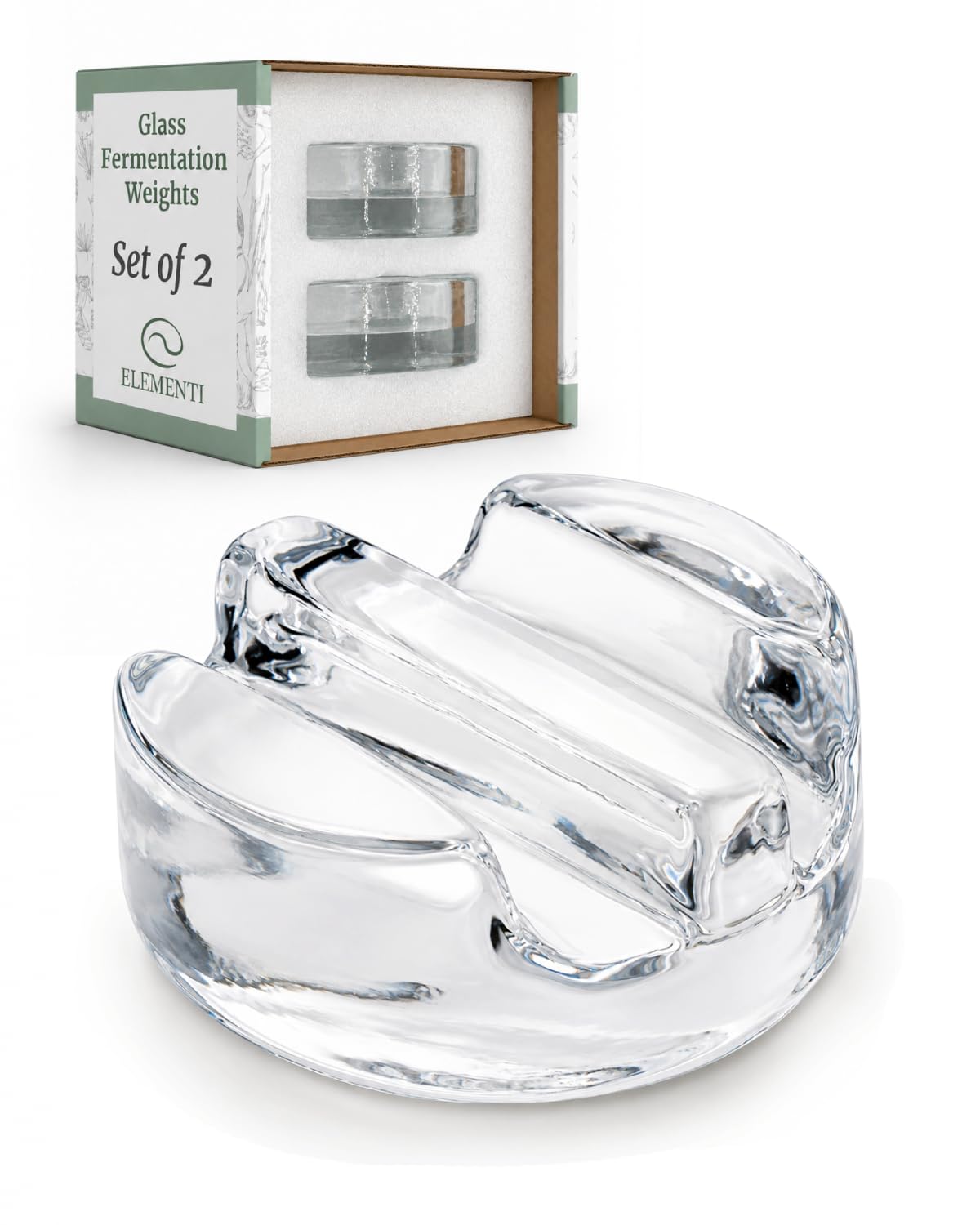 Elementi Fermentation Weight Set of 2 - Easy to Use Glass Fermenting Weights, Pe