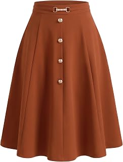 Allegra K Women's Vintage A-Line High Waist A-Line Pleated Business Work Skirt