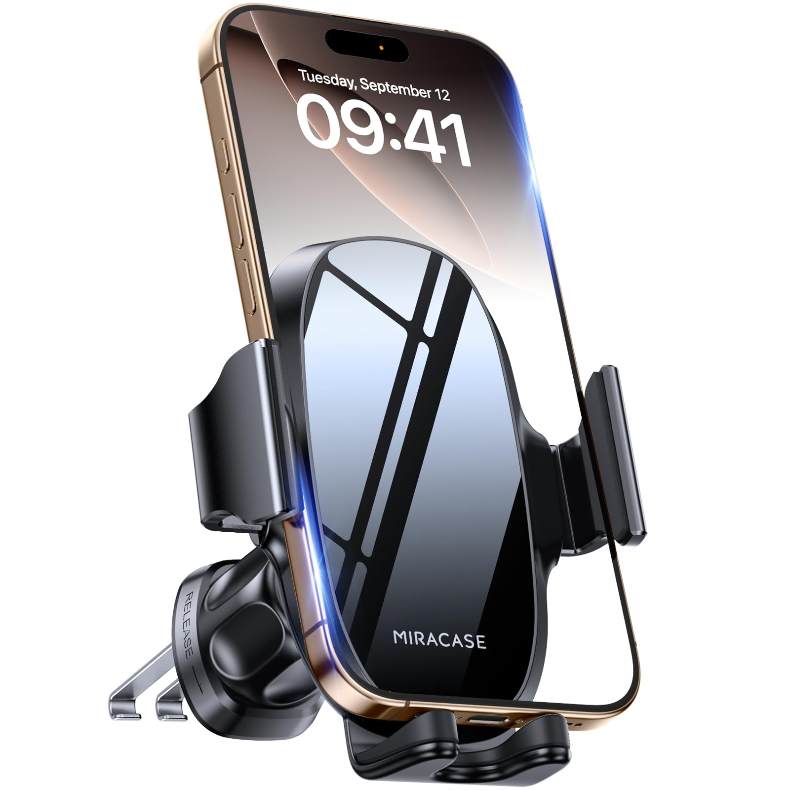 Miracase Phone Holder for Car Vent【2026 Wider Clamp & Metal Hook】 Car Phone Hold