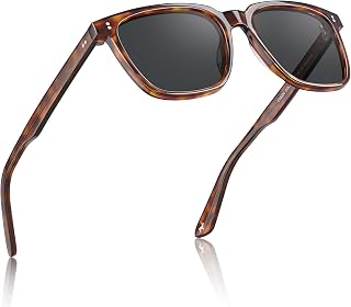CARFIA Polarized Sunglasses for Men Square Acetate Frame Retro Style Lens Width 53mm with UV A, B and C Protection