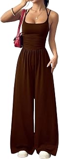 Women's Wide Leg Jumpsuit Summer One Piece Outfit Sleeveless Casual Rompers