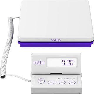 Rollo Shipping Scale for Packages - Digital Postal Scale (110 Lb Max) | Hold and Tare Functions - Includes AC Adapter and 2X AAA Batteries - Weigh Packages and Mail for Shipping Postage