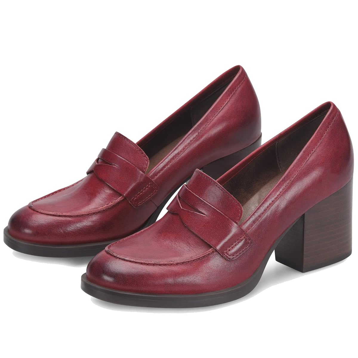 SHODENSE Women Vintage Chunky Heel Loafers Pumps Platform Round Closed Toe Oxfor