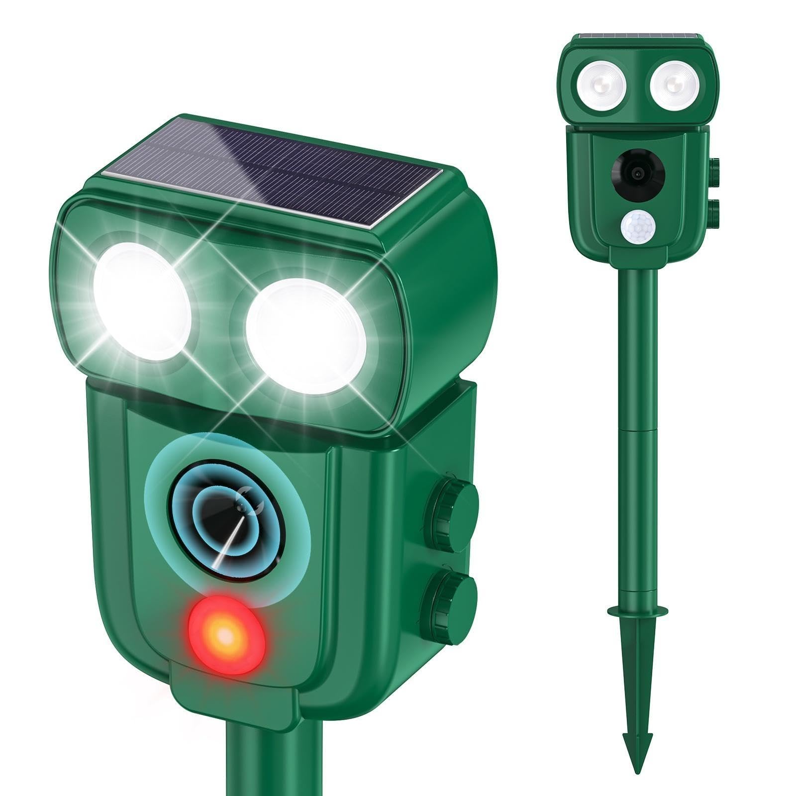 Cusbus Ultrasonic Animal Repellent Outdoor, Waterproof, Solar Power, Green | Rep
