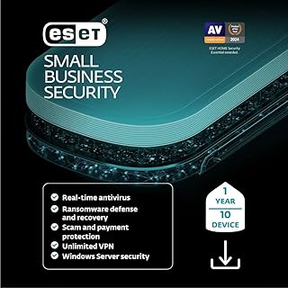 ESET Small Business Security | 2025 Edition | 10 Devices | 1 Year | Small Business Software | Server Protection | VPN | Ransomeware | Privacy | IOT Protection | Digital Download [PC/Mac/Android]