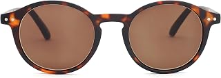 OPULIZE REY Sunglasses – Retro Round Frames – Brown Tortoise Shell Matte – Men Women – Spring Hinges – S56-2