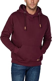 Riverso Julian Men's Hooded Pullover / Hoodie / Sweatshirt with Hood and Kangaroo Pocket, Cross-Over Collar, Regular, Cotton, Grey / Green / Red / Blue / Black, S / M / L / XL / 2XL / 3XL / 4XL / 5XL
