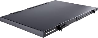 StarTech.com 1U Adjustable Server Rack Mount Shelf, 175lbs, 19.5–38in Adjustable Depth, Universal Tray, Black, ADJSHELFHD