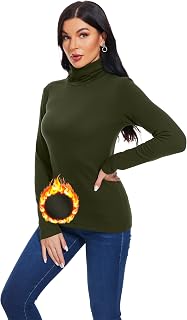 TAIPOVE Thermal Fleece Lined Turtle Neck Tops for Women Cotton Underwear