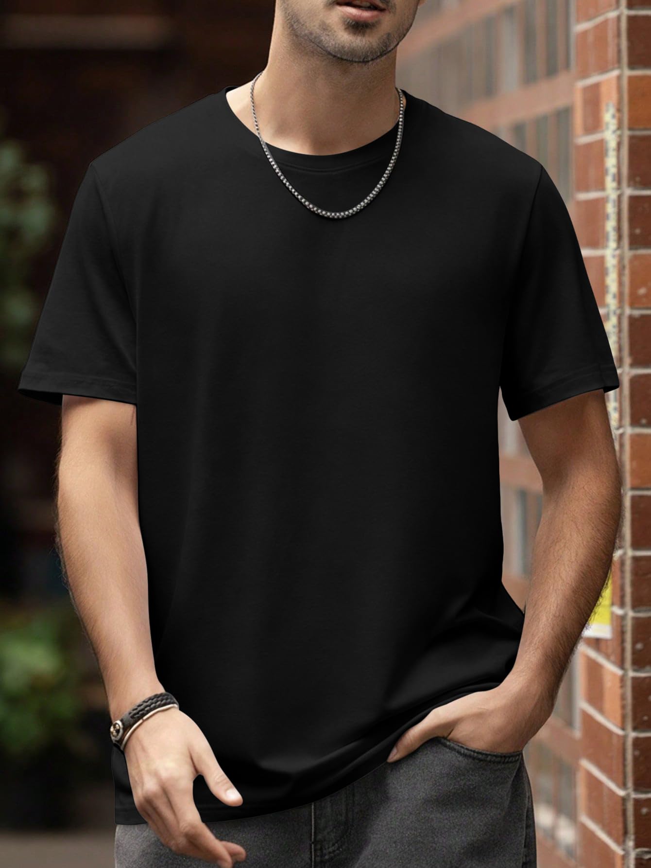 Men's basic crew neck t-shirt, light and casual for spring and summer, everyday 