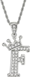 Silver Long Necklace Letter A-Z Pendant Necklace Crown Name Necklace Women Gift