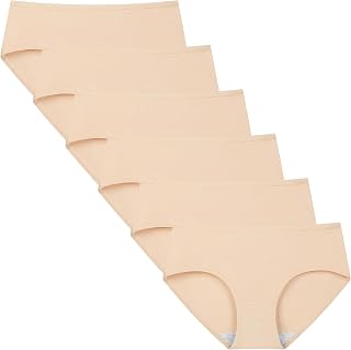 INNERSY Women's Mid Rise Tagless Plain Color Full Coverage Cotton Hipster Panties 6-Pack