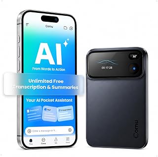 Comu Action Pro, AI Voice Recorder, Automatic AI Docs, 70H+ Battery Life | AI Note Taker for Professionals & Teams, AI Agents, Meeting Minutes, PPTs, Action Items, AI+ Chat, MagSafe Compatible
