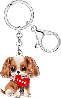 Acrylic Cute Cavaliers King Charles Spaniel Keychain Puppy Pet Keyring Dog Mom Gift Dog Lovers Women Car Key Accessories