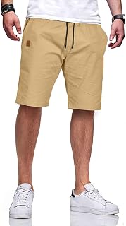 JustSun Men's Cotton Shorts, Elasticated Waist with Drawstring
