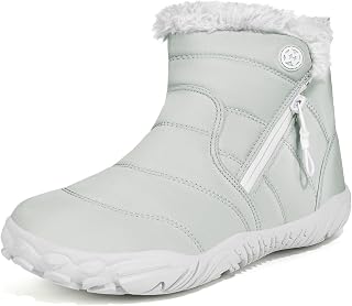 Sisttke Kids Barefoot Snow Boots Wide Width Ankle Booties for Girls Boys