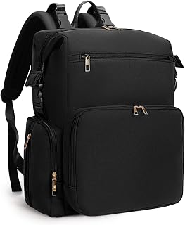 CEI-CEI Neoprene Diaper Bag Backpack with Changing Pad, Large Newborn Baby Maternity Bags Travel Tote with Insulated Pockets (Black)