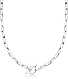 Ross-Simons Sterling Silver Paper Clip Link Toggle Necklace