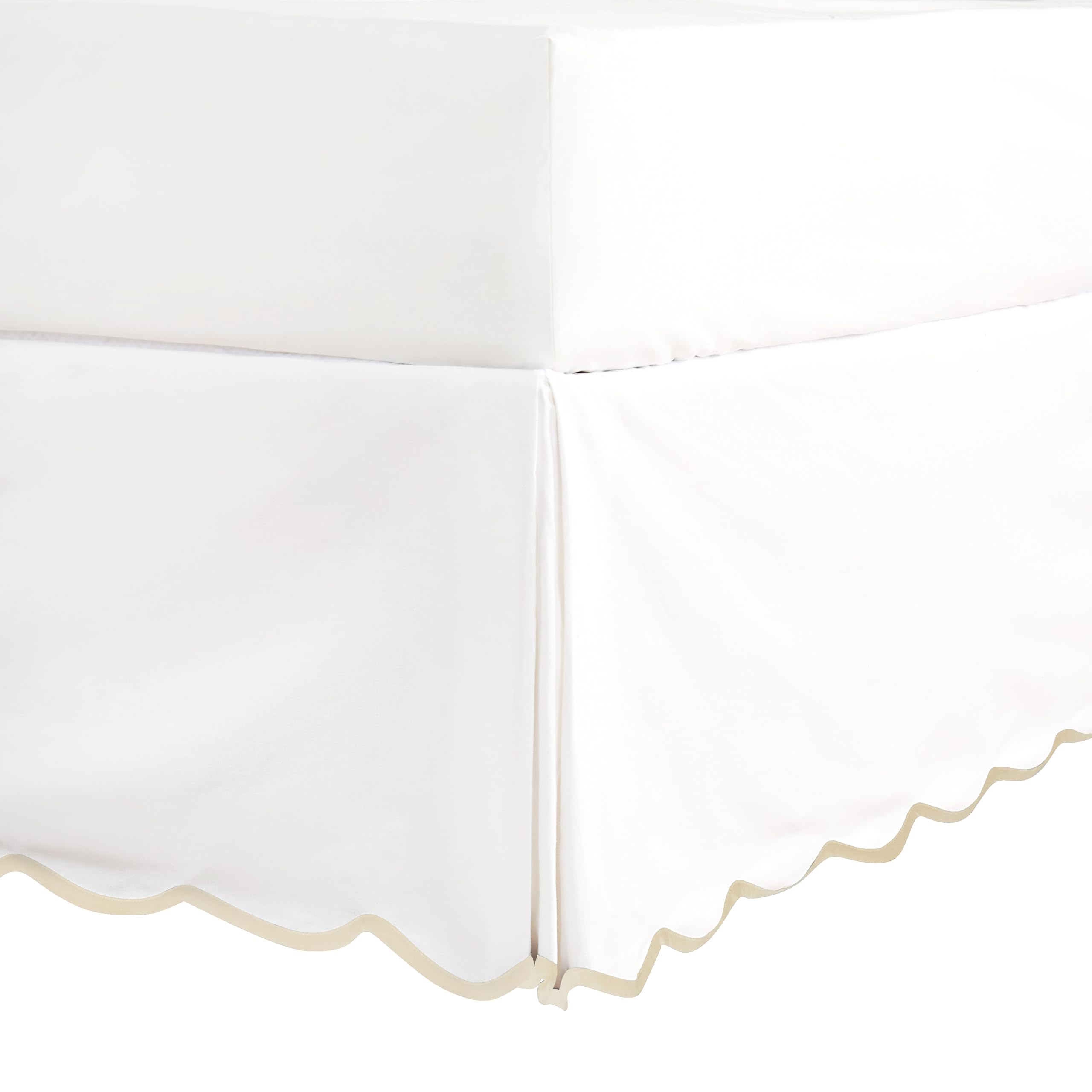 HIG Chic 14'' Queen BedSkirts Scallop Edge Pleated Dust Ruffle | Easy Fit, Anti-