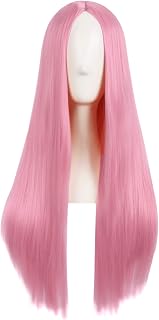 MapofBeauty 28 Inch Special Long Straight Synthetic Wig, Light Hot Pink | 70 cm Wig, Women, Natural