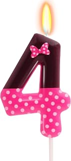 Pink Mouse Number 4 Birthday Candle, 4th Birthday Decorations Girl