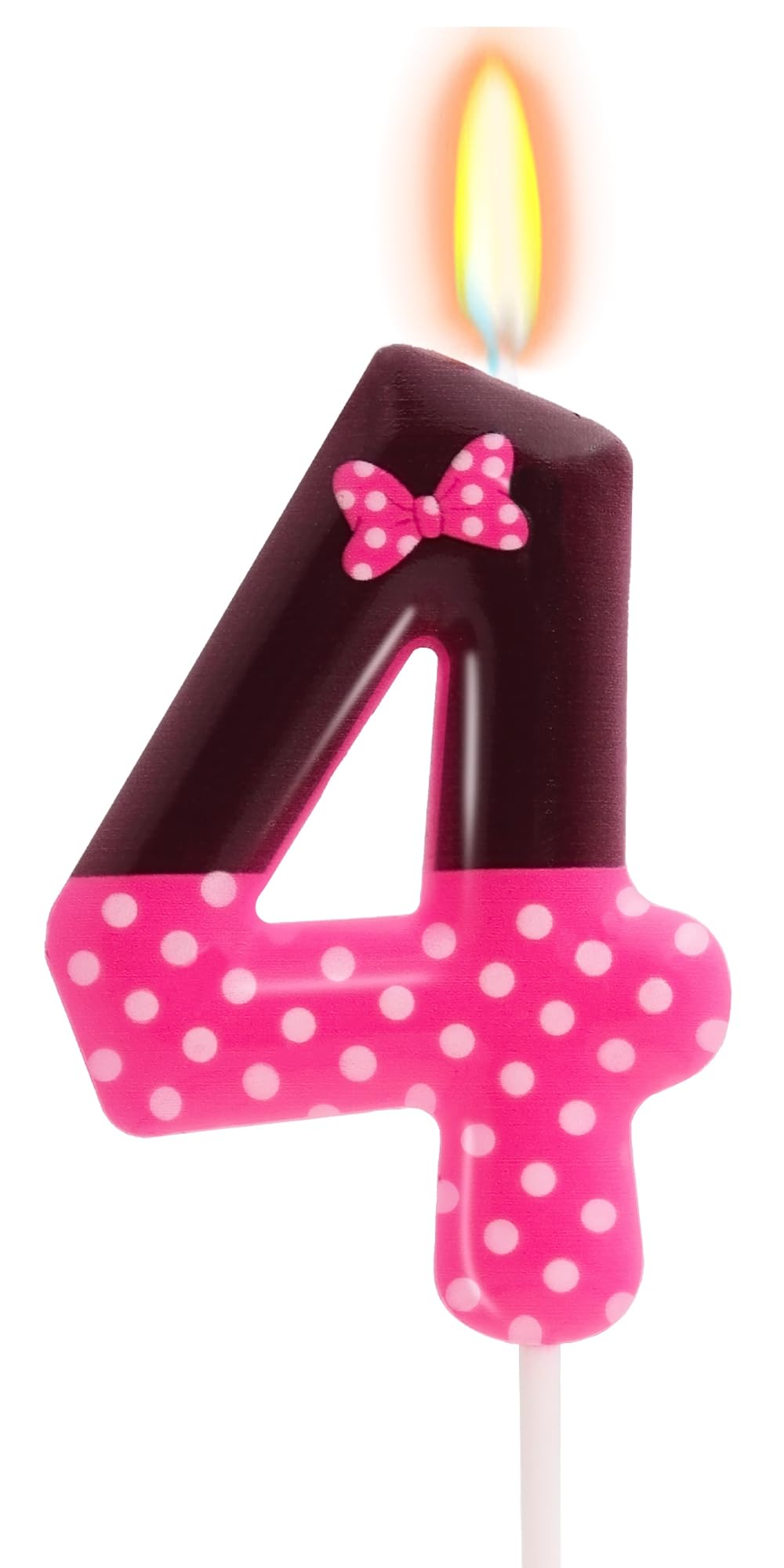 Pink Mouse Number 4 Birthday Candle, 4th Birthday Decorations Girl