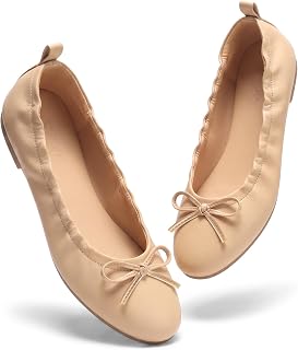 Coutgo Ballerine da donna, con fiocco, punta arrotondata, comode, per lavoro, casual