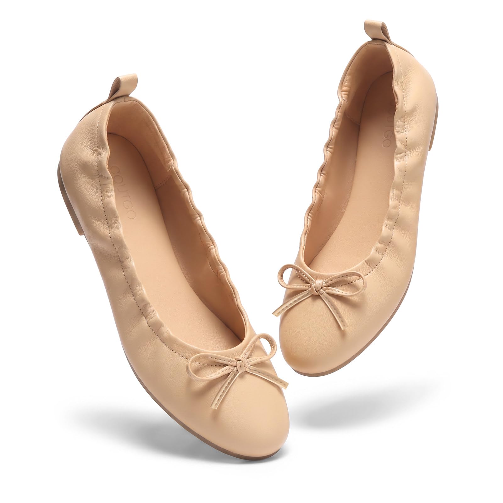 Coutgo Ballerine da donna, con fiocco, punta arrotondata, comode, per lavoro, ca
