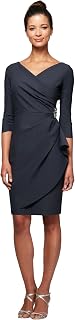 Alex Evenings Slimming Short Sheath 3/4 Sleeve Dress with Surplus Neckline Dress for Mother of the Bride Women (Pack of 1)