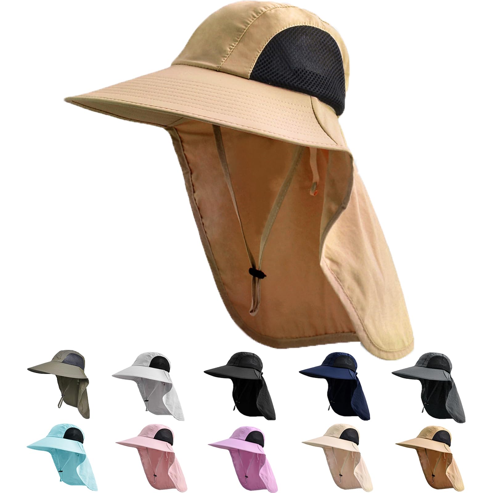 Sun Hat for Men Women with Neck Flap,UPF 50+ UV Protection Fishing Hat
